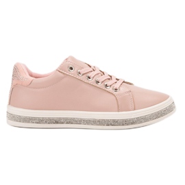 SDS Calzado deportivo con circonita cúbica rosado
