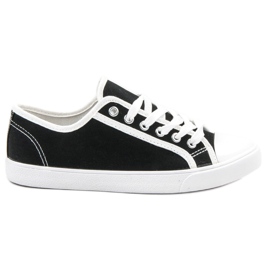 SHELOVET Zapatillas bajas para mujer blanco negro