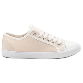 SHELOVET Zapatillas bajas para mujer blanco marrón