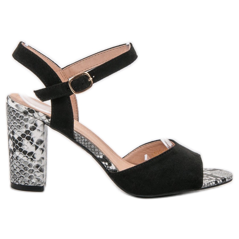 Vinceza Sandalias con estampado de serpiente negro