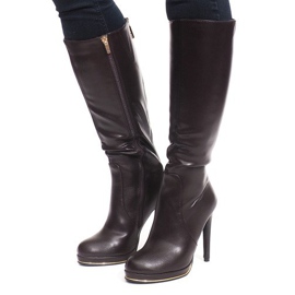 Botas De Tacón Alto JU862 Marrón