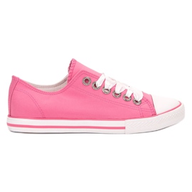SHELOVET Zapatillas atadas con una cinta blanco rosado