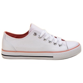 SHELOVET Zapatillas clásicas blancas blanco rosado