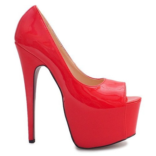 Pasadores lacados altos en la plataforma roja D913 rojo Pasadores lacados altos en la plataforma roja D913 rojo