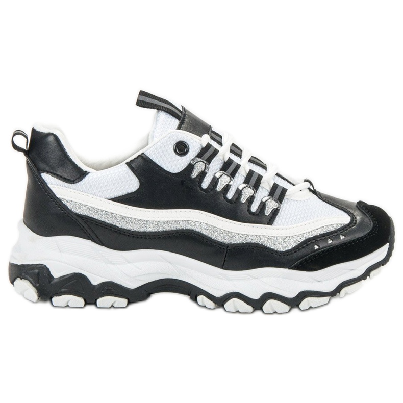 Small Swan Zapatillas con purpurina blanco negro