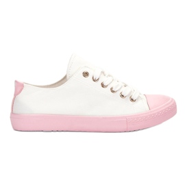 SHELOVET Zapatillas de dos colores blanco rosa