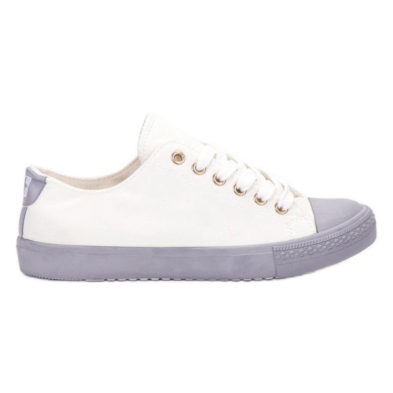 SHELOVET Zapatillas de dos colores blanco gris
