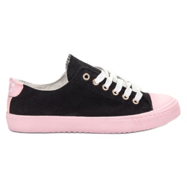 SHELOVET Zapatillas de dos colores negro rosado