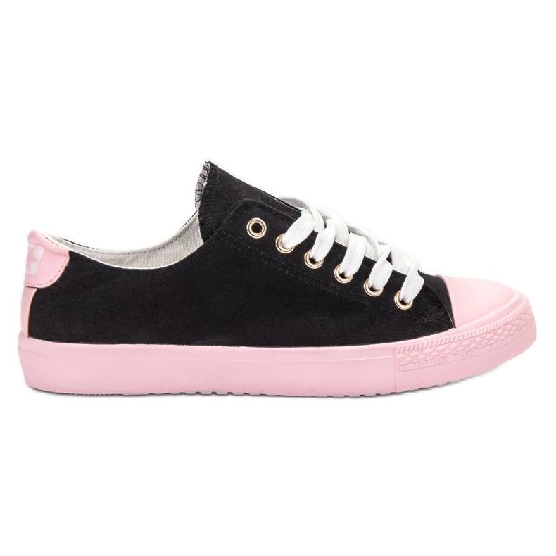 SHELOVET Zapatillas de dos colores negro rosado