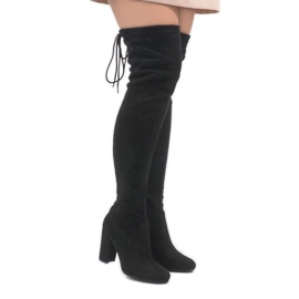Botas de gamuza negra en el poste ZH811 negro