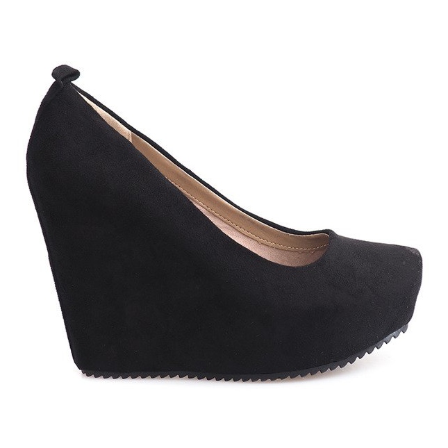 Zapatos de tacón de ante con cuña 066 Negro Zapatos de tacón de ante con cuña 066 Negro