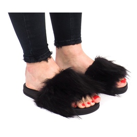 Pantuflas Con Piel HN51-4 Negra negro