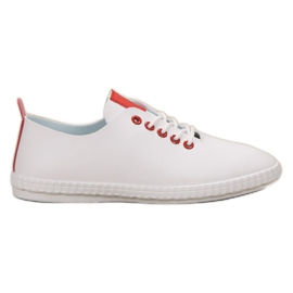 Jumex Zapatillas de cuero ecológico blanco rojo