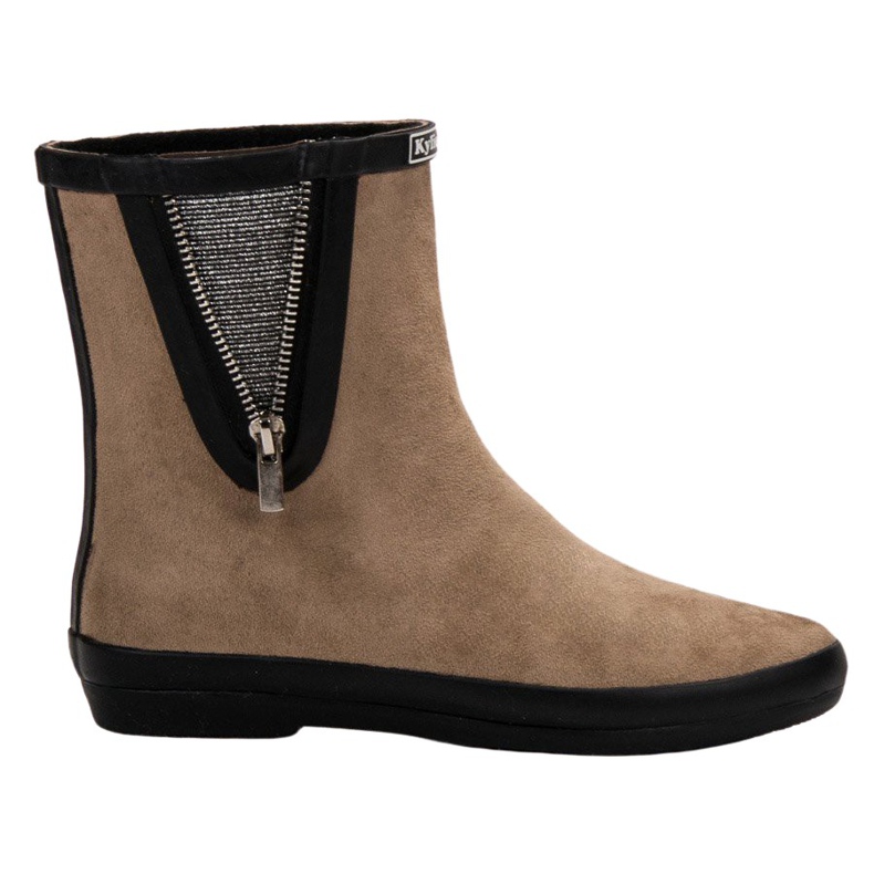 Kylie Chanclos de gamuza con cremallera decorativa beige
