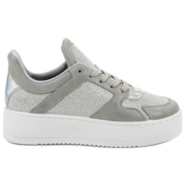 Ideal Shoes Zapatillas con purpurina gris