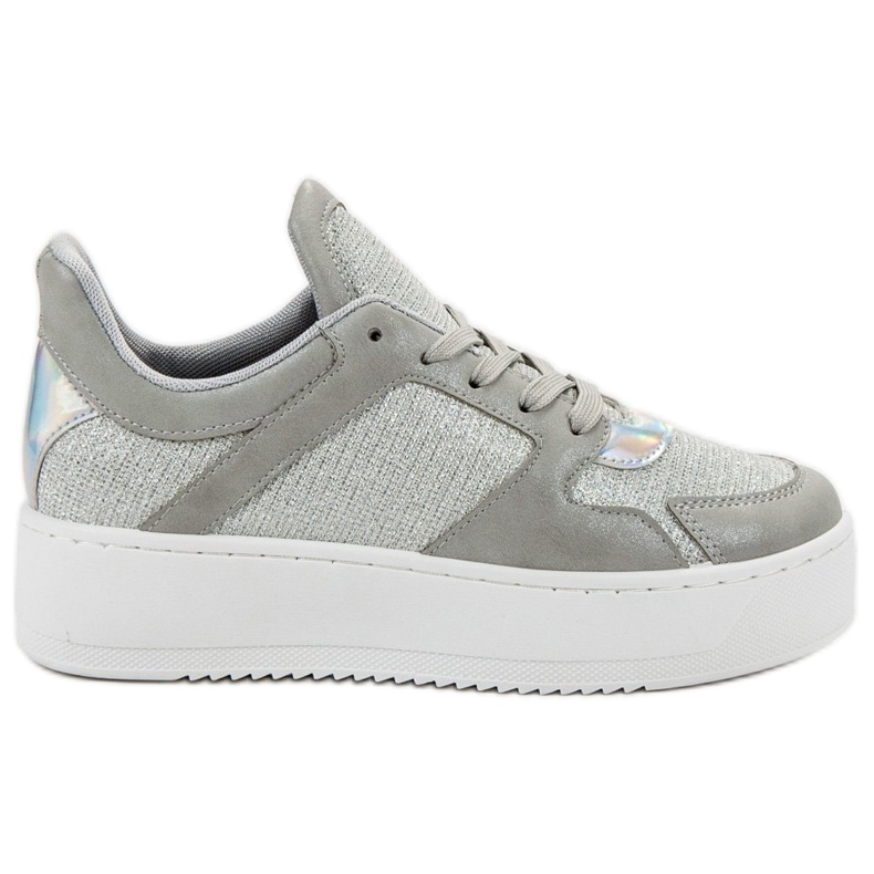 Ideal Shoes Zapatillas con purpurina gris