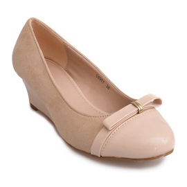 Zapatos de Salón con Cuña de Ante 50987 Beige