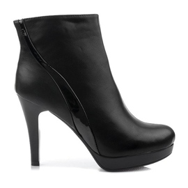 Botas con cremallera de tacón alto 1301-98 Negro