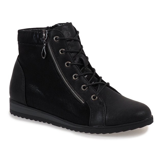 Botas negras con cordones X1596-1 negro Botas negras con cordones X1596-1 negro