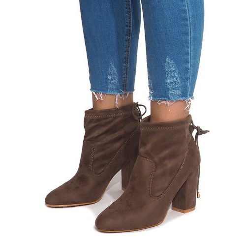 Botines de ante en un poste 88-45 Caqui multicolor verde Botines de ante en un poste 88-45 Caqui multicolor verde