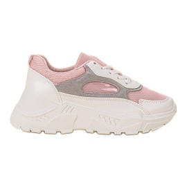 SHELOVET Zapatillas de moda blanco rosa