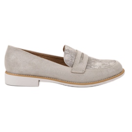Bestelle Mocasines Grises Estampado Serpiente