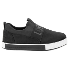 SHELOVET Zapatos sin cordones de gamuza negro