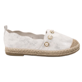 SHELOVET Alpargatas Con Perlas gris