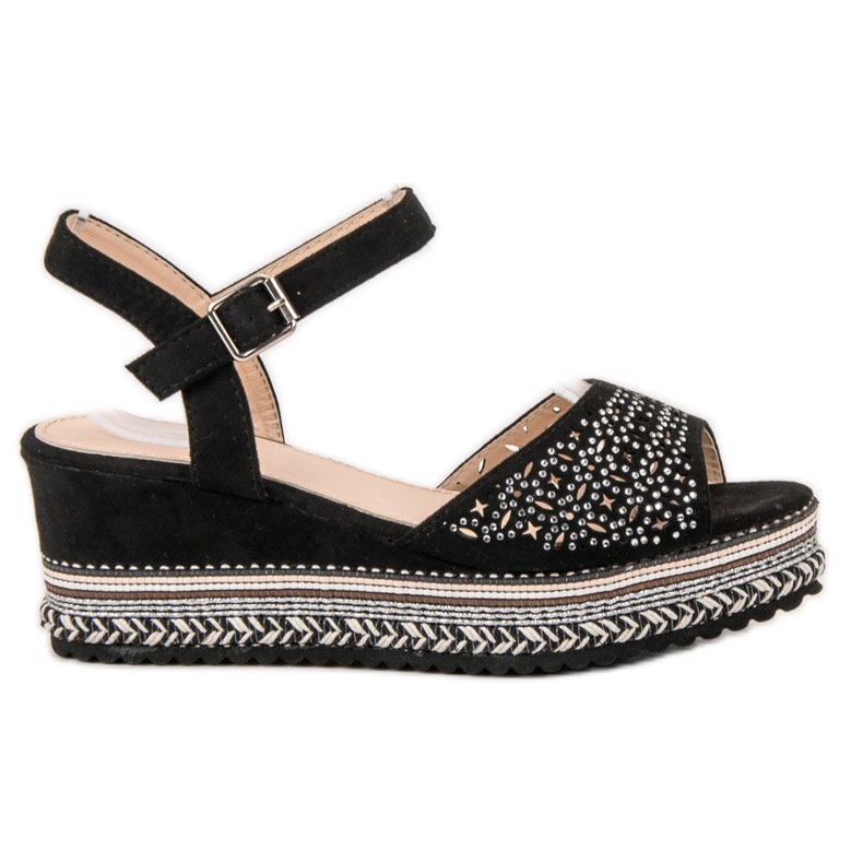 Groto Gogo Sandalias de ante con circonita negro Groto Gogo Sandalias de ante con circonita negro