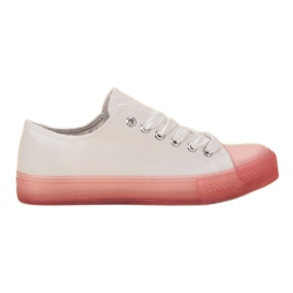 Jumex Zapatillas de mujer de moda blanco rosa