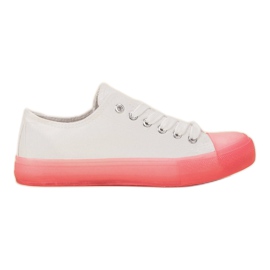 Jumex Zapatillas de mujer de moda blanco rosado