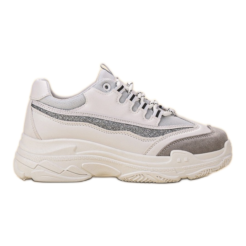 SHELOVET Zapatillas con purpurina blanco gris SHELOVET Zapatillas con purpurina blanco gris