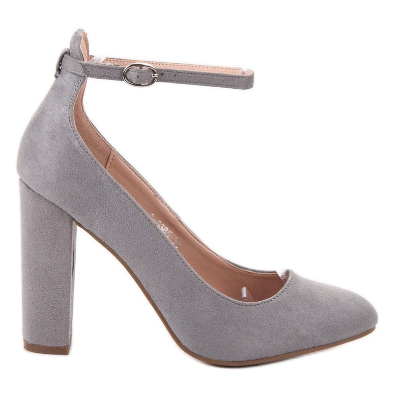 Ideal Shoes Zapatos de tacón abrochados con hebilla gris