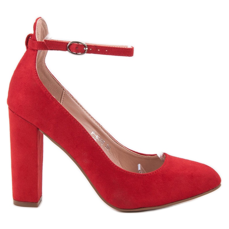 Ideal Shoes Zapatos de tacón abrochados con hebilla rojo
