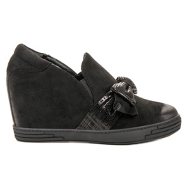 Vinceza Vicios de zapatos de cuña negro