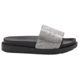 SHELOVET Pantuflas con Cristales negro