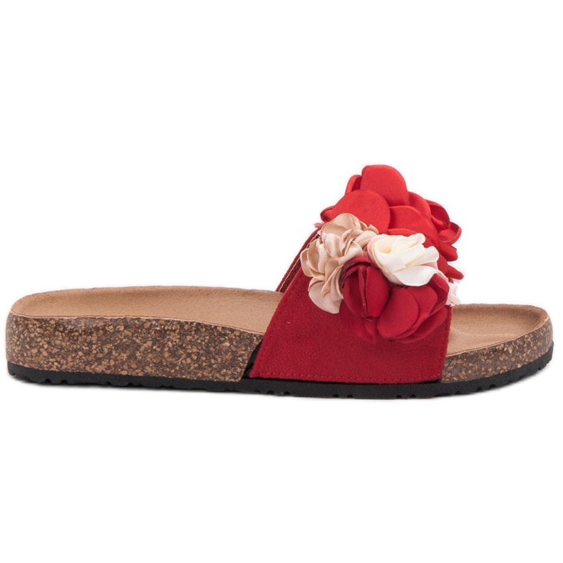 SHELOVET Zapatillas Con Flores rojo