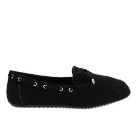 Bailarinas mocasines negros con lazo XW9100