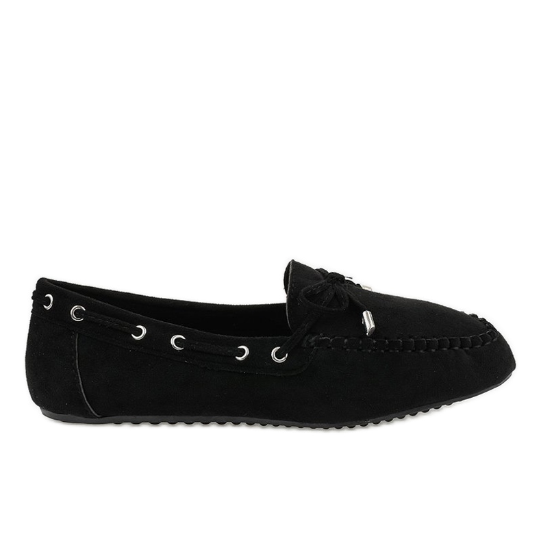 Bailarinas mocasines negros con lazo XW9100