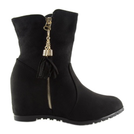 Negro Botas de cuña negras AB02-36 Negro