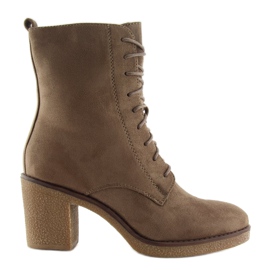 Brown 3638 Tacones altos con cordones caqui marrón
