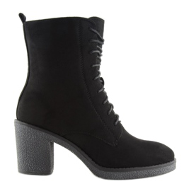 Negro 3638 Tacones altos con cordones negros