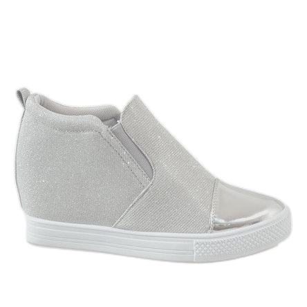 Zapatillas plateadas en la cuña DD410-2 gris
