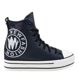 Deportivas cuña azul marino W09