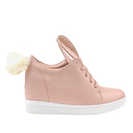 Zapatillas rosas en los conejitos de cuña H6210-11 rosado