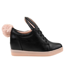 Zapatillas negras en los conejitos de cuña H6210 negro