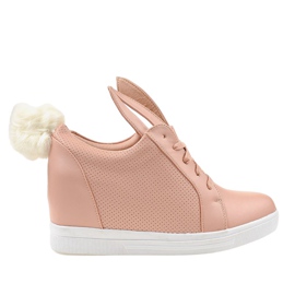 Zapatillas rosas en los conejitos de cuña H6211-11