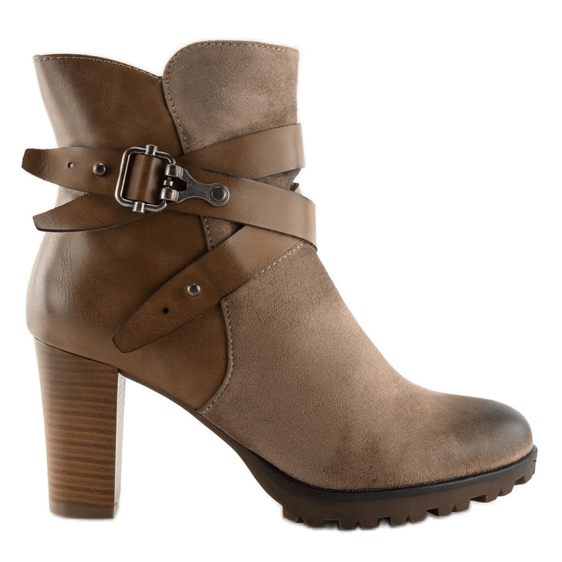 Botas de tacón marrón 8287 Khaki