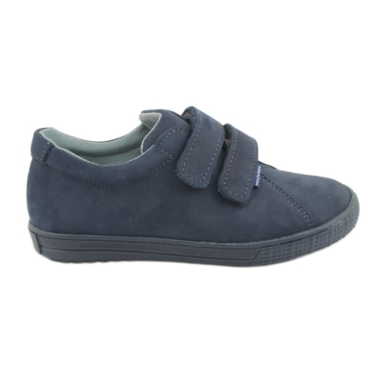 Zapatos de niños de cuero Mazurek para velcro 268 azul marino