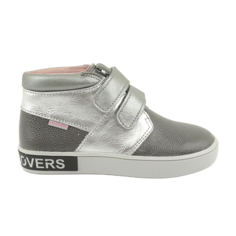 Mazurek Zapatos de cuero para niños de cuero 1357 gris/plata